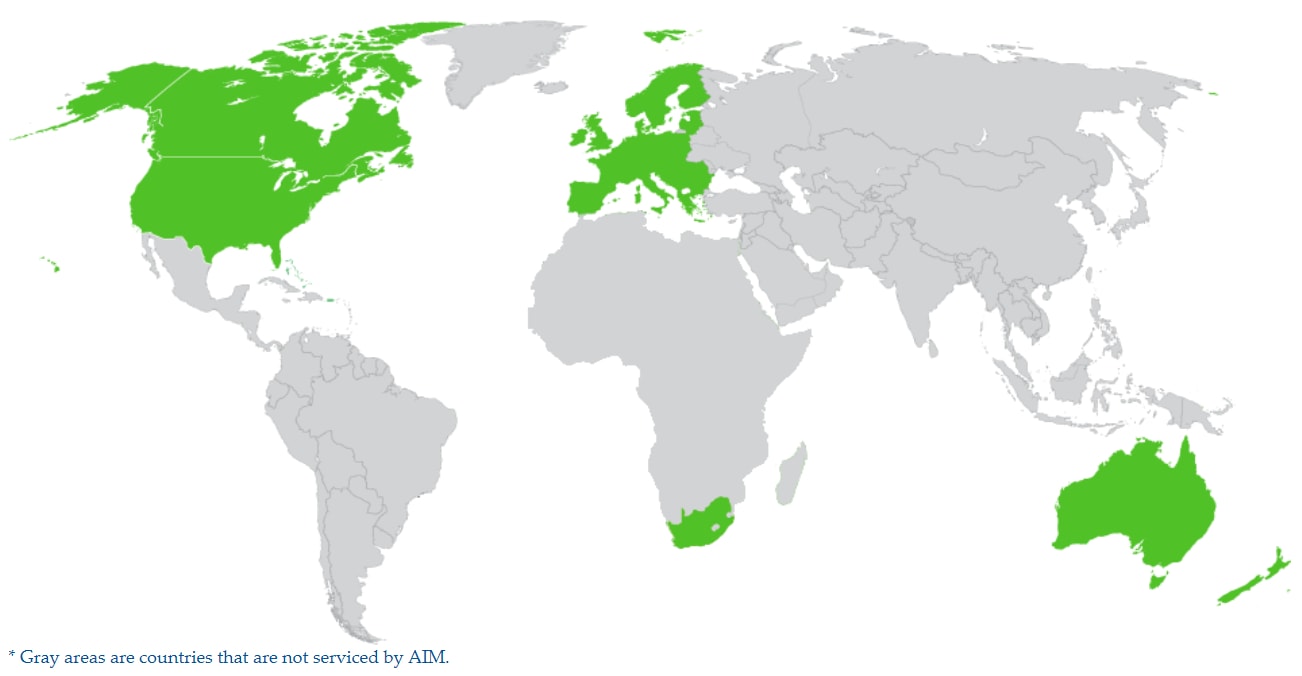 Pays de livraison pour AIM International